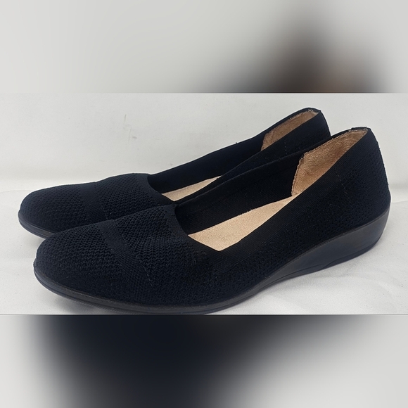 Life Stride Shoes - Life Stride Wmns Immy Knit Wedge Comfortable Memory Foam Slip On Black Shoes 10M